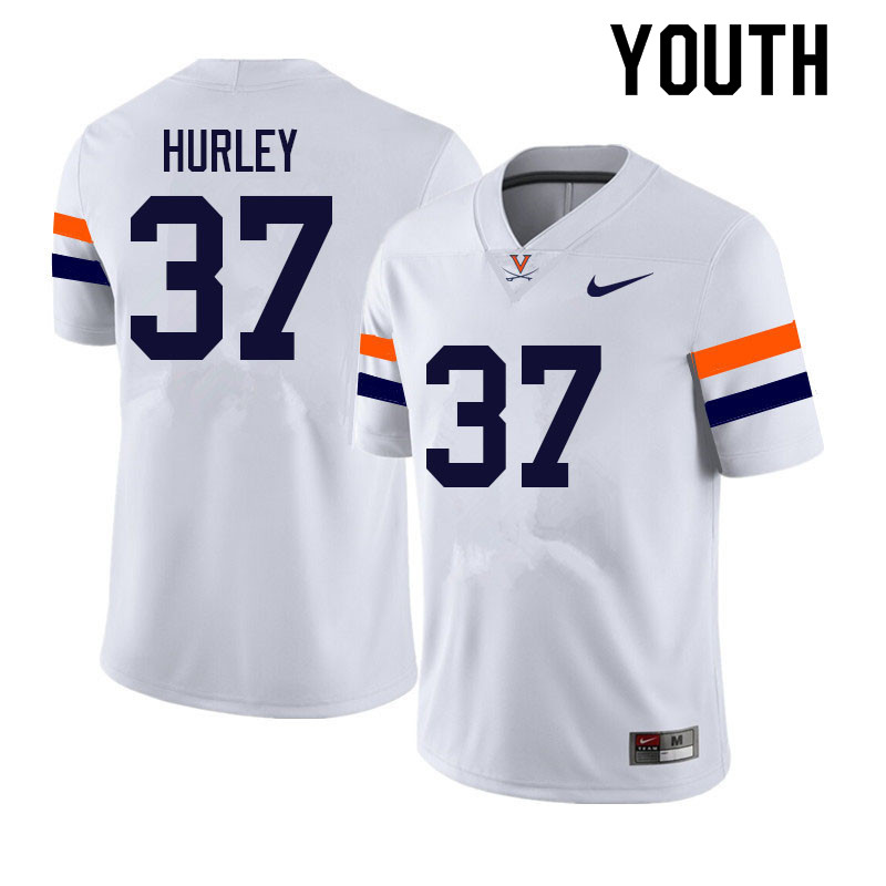 Youth #37 John Hurley Virginia Cavaliers College Football Jerseys Sale-White - Click Image to Close